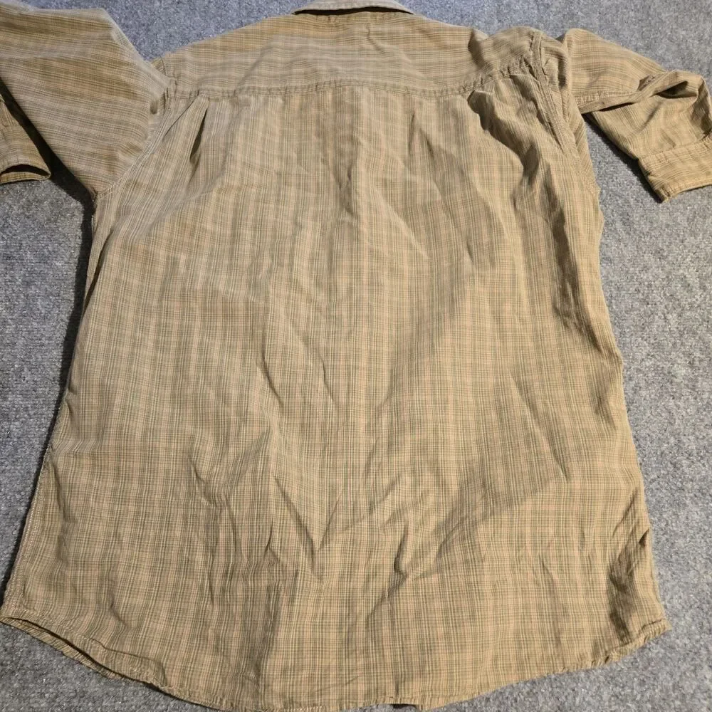 The North Face Shirt Mens Large Green Button Front Long Sleeve Pocket Cotton